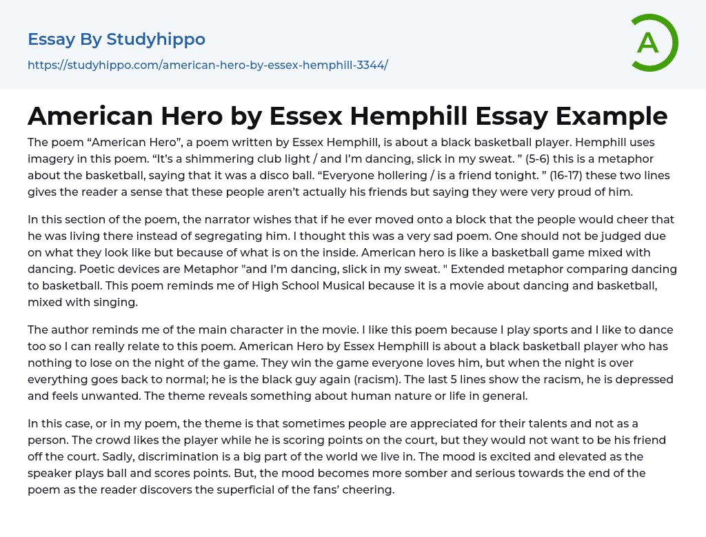 American Hero by Essex Hemphill Essay Example