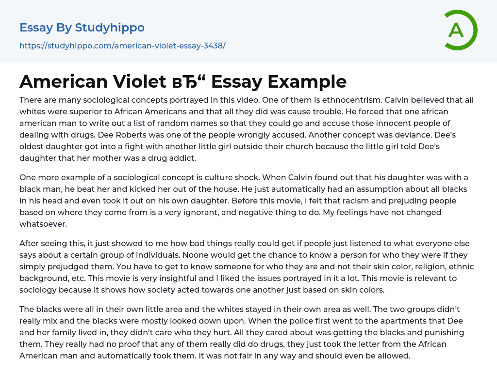 American Violet Essay Example