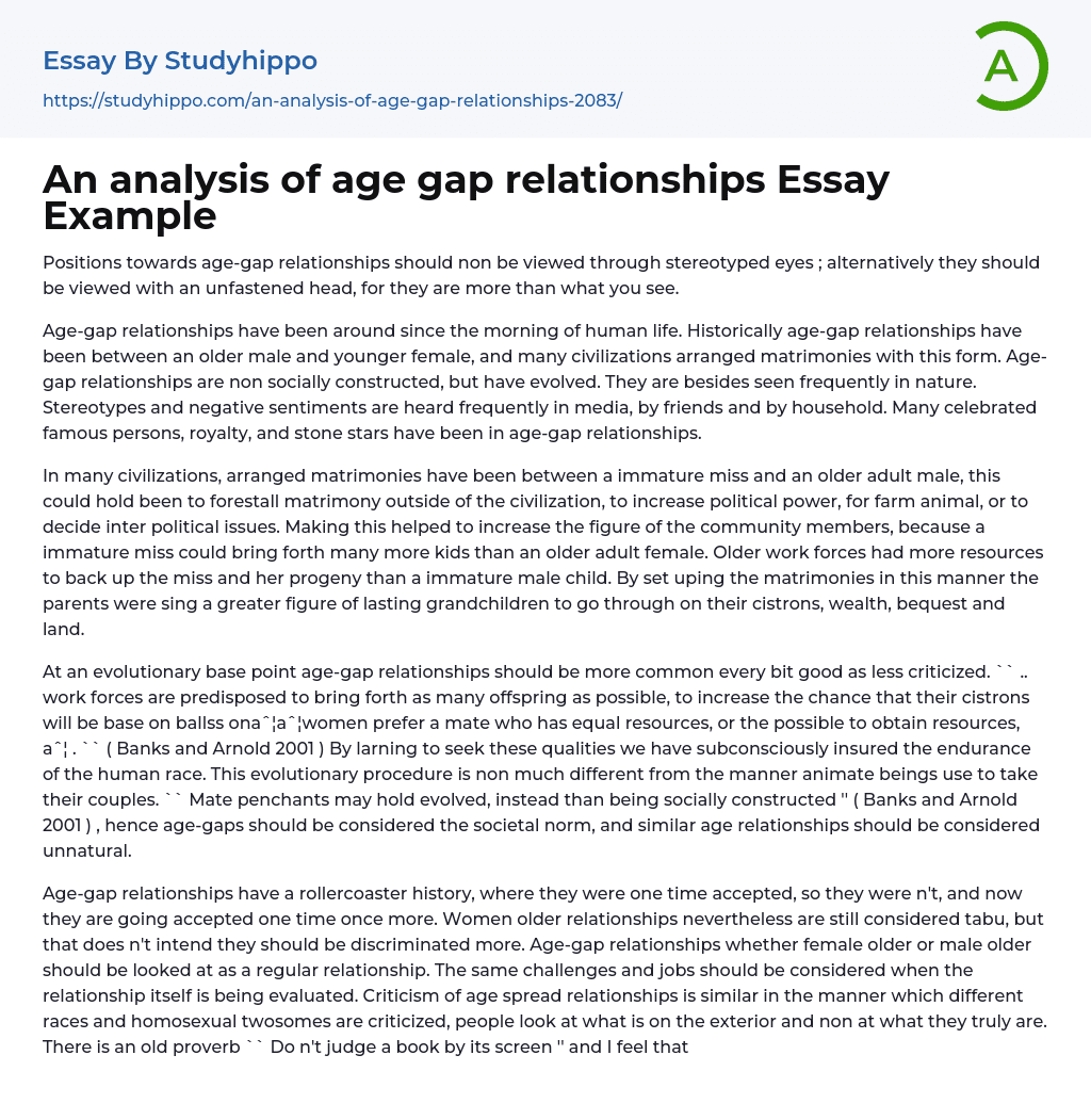 An analysis of age gap relationships Essay Example