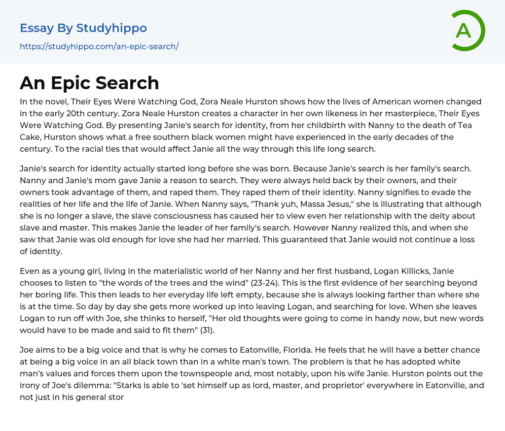 An Epic Search Essay Example