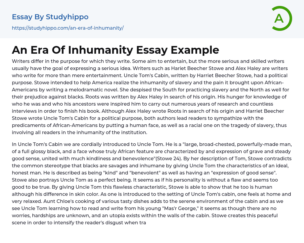 An Era Of Inhumanity Essay Example