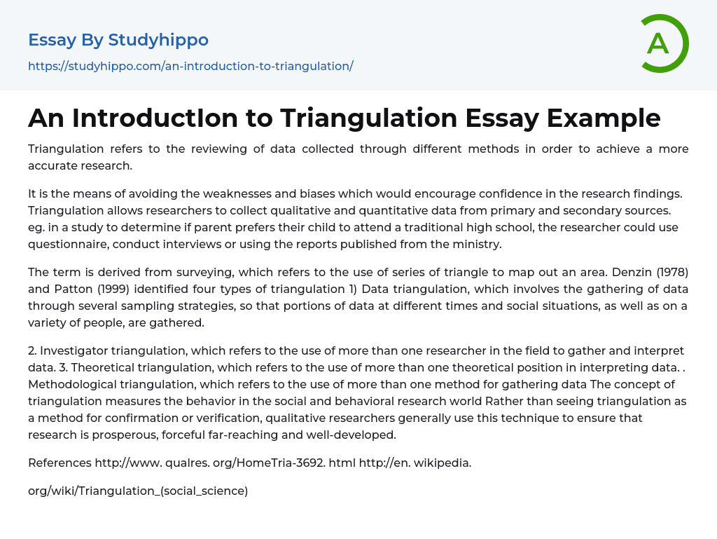 An IntroductIon to Triangulation Essay Example