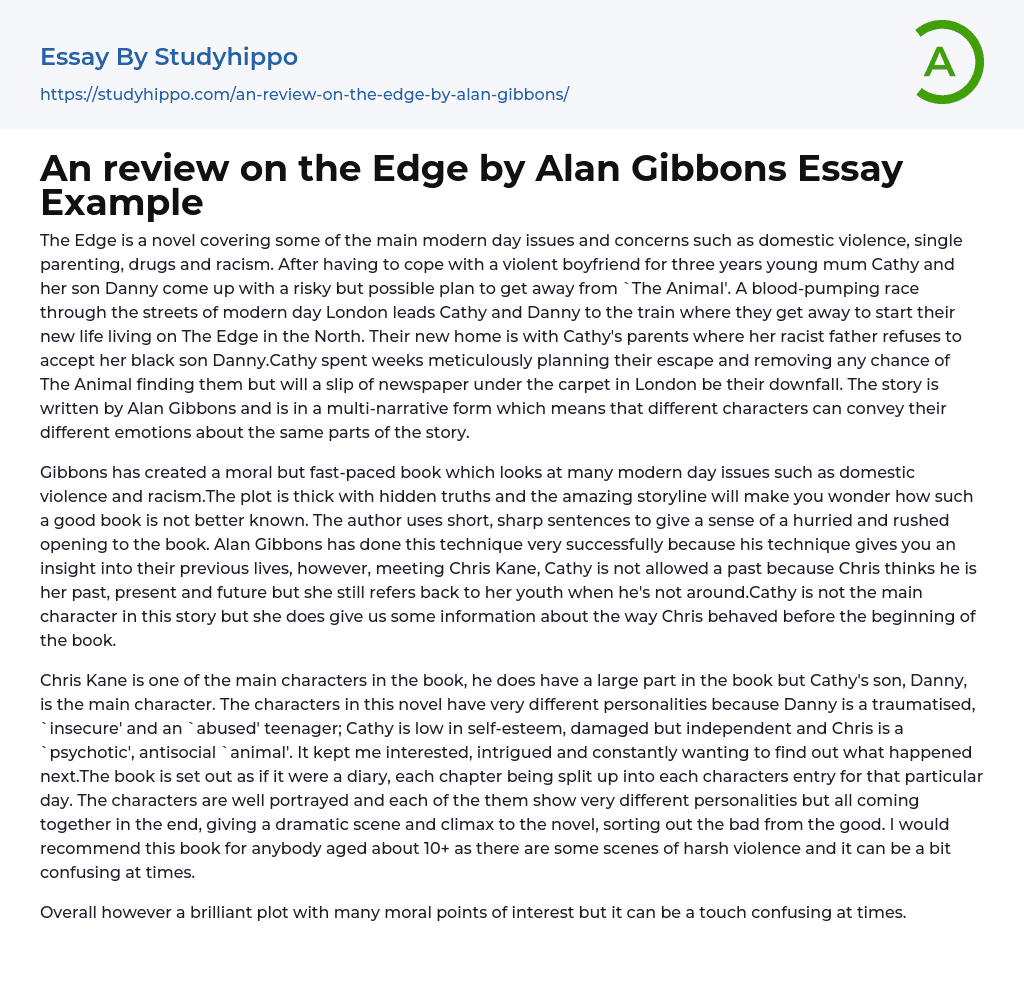 An review on the Edge by Alan Gibbons Essay Example