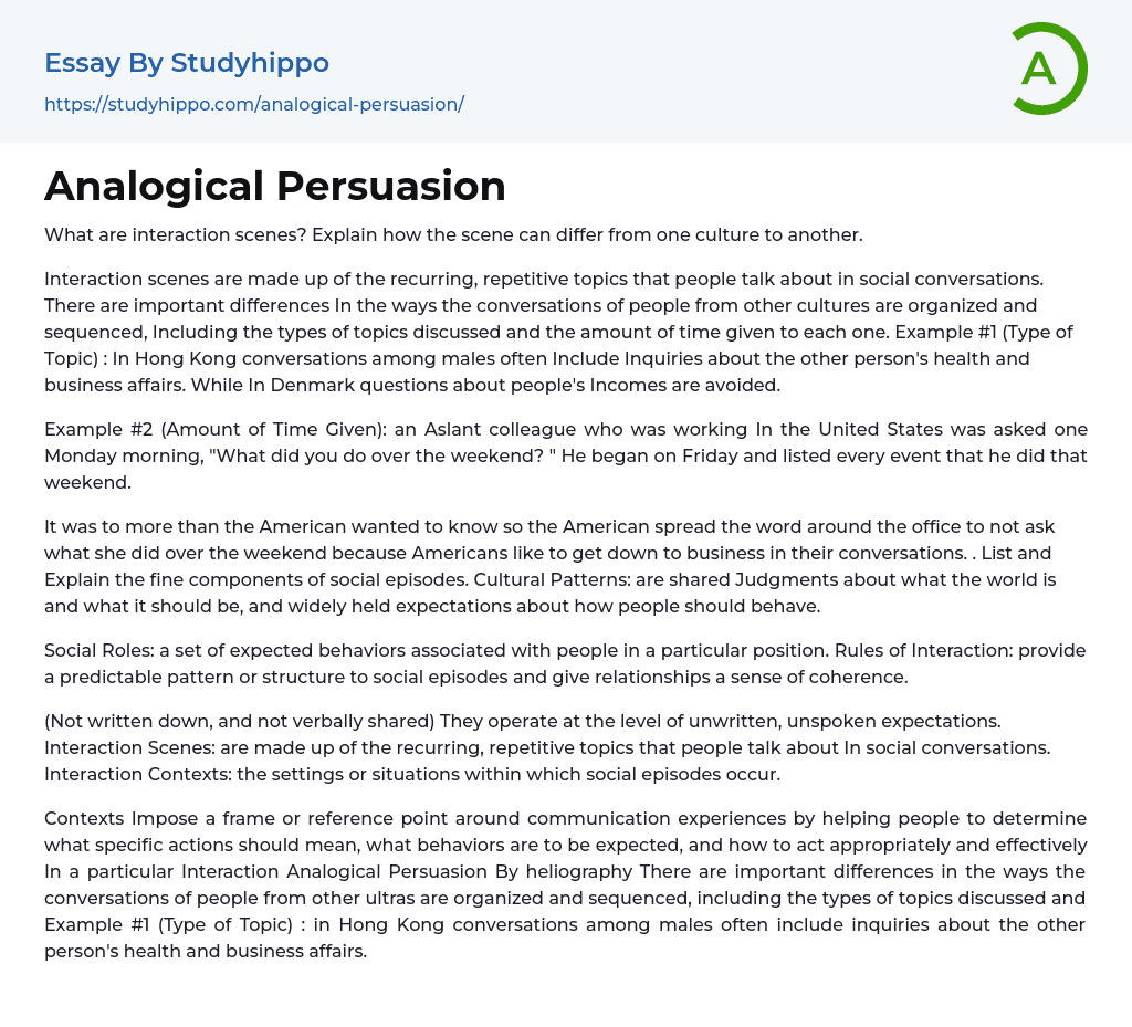 Analogical Persuasion Essay Example