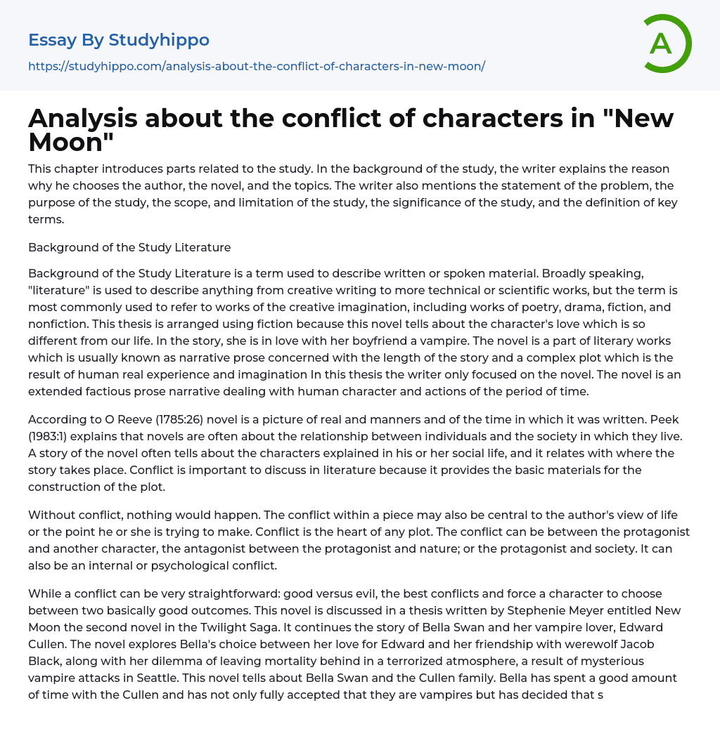 Analysis about the conflict of characters in “New Moon” Essay Example