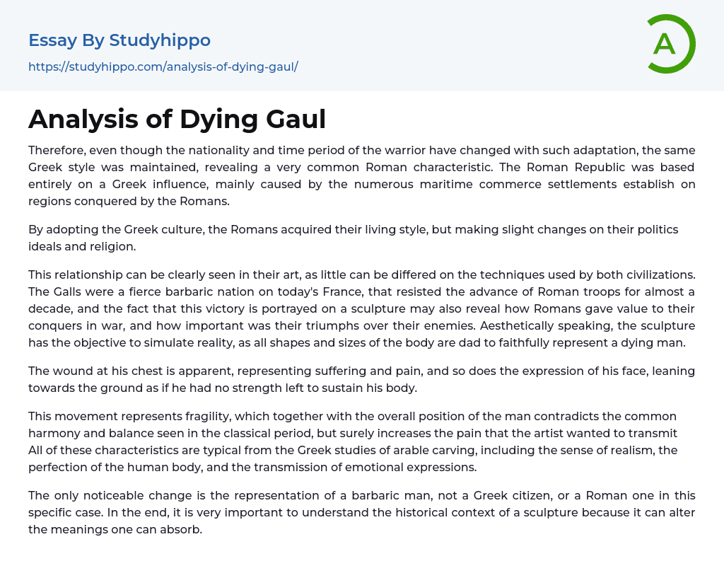 Analysis of Dying Gaul Essay Example