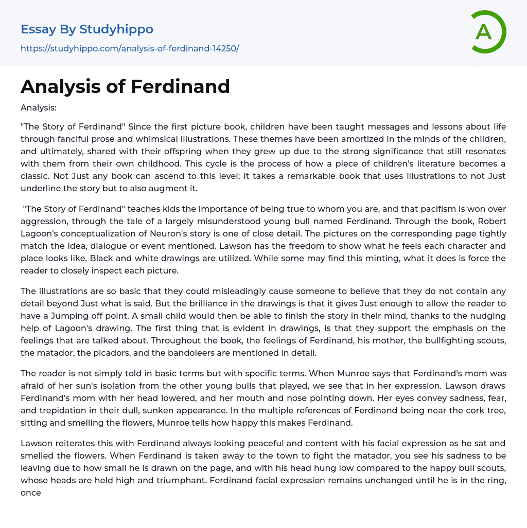 Analysis of Ferdinand Essay Example
