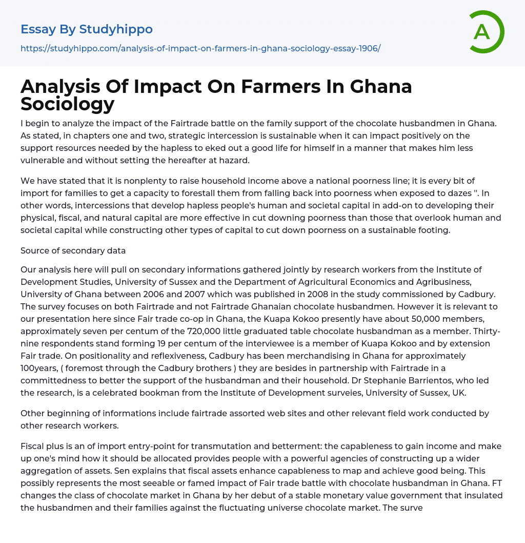 Analysis Of Impact On Farmers In Ghana Sociology Essay Example