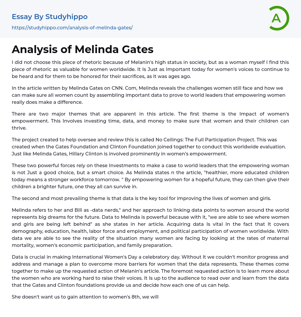 Analysis of Melinda Gates Essay Example