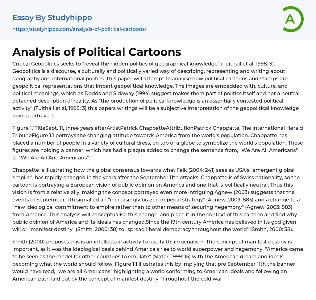 Analysis of Political Cartoons Essay Example