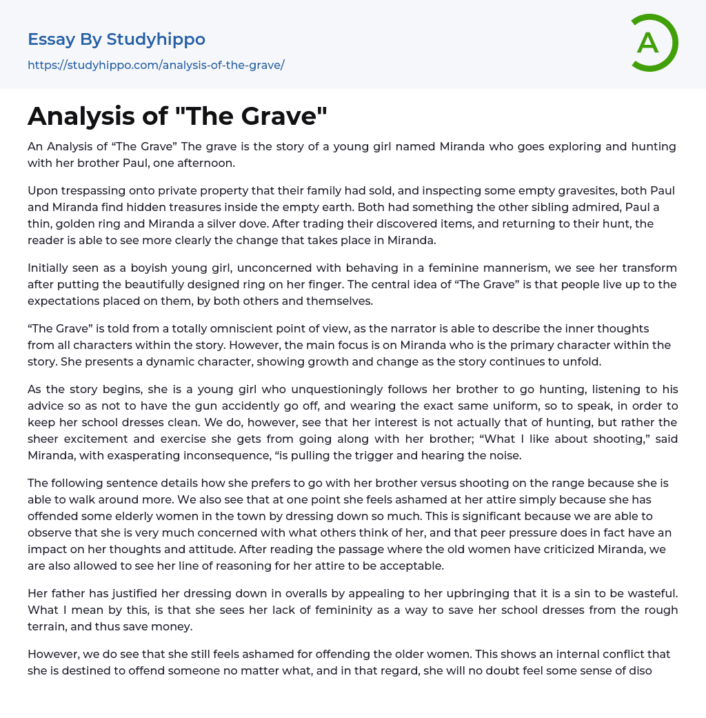 Analysis of “The Grave” Essay Example