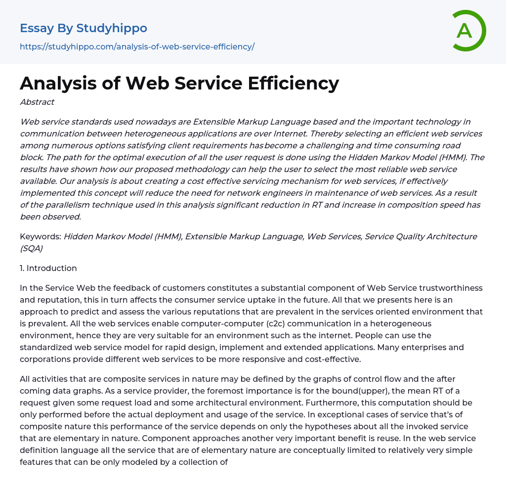 Analysis of Web Service Efficiency Essay Example