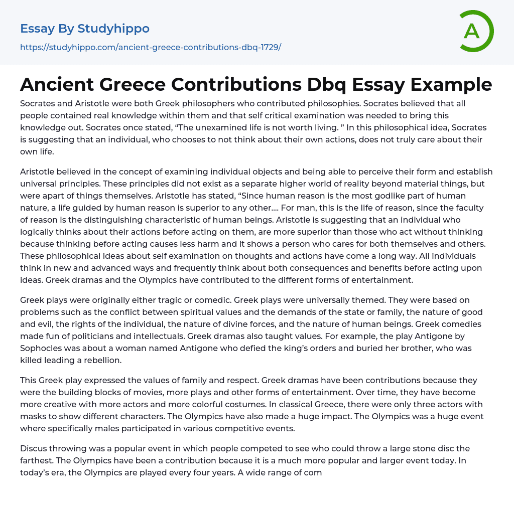 ancient greek contributions dbq