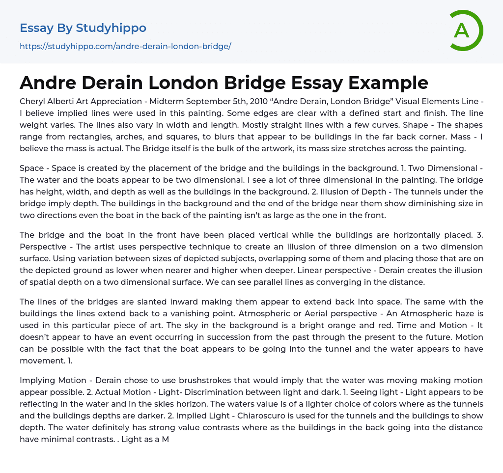 Andre Derain London Bridge Essay Example