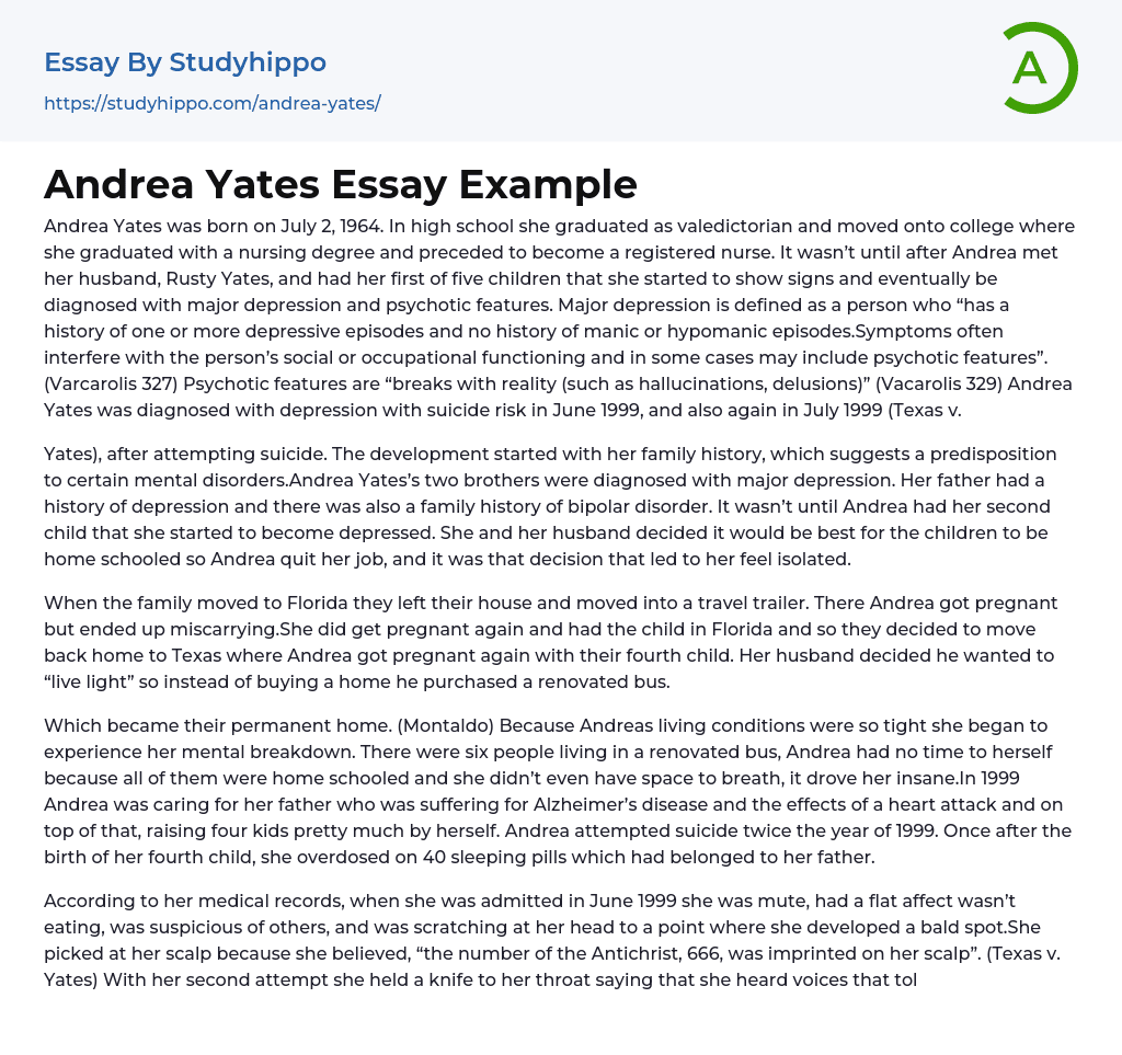 Andrea Yates Essay Example
