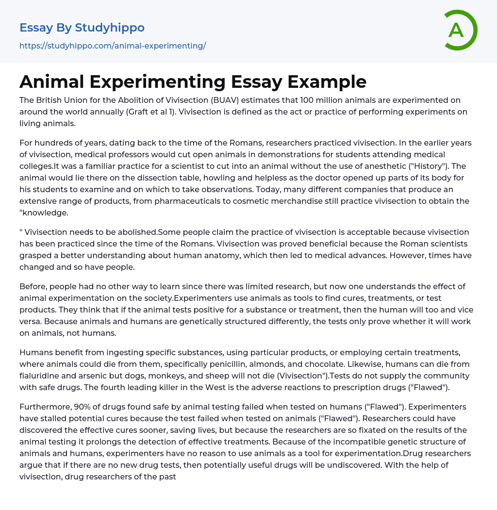 animal experiments essay example