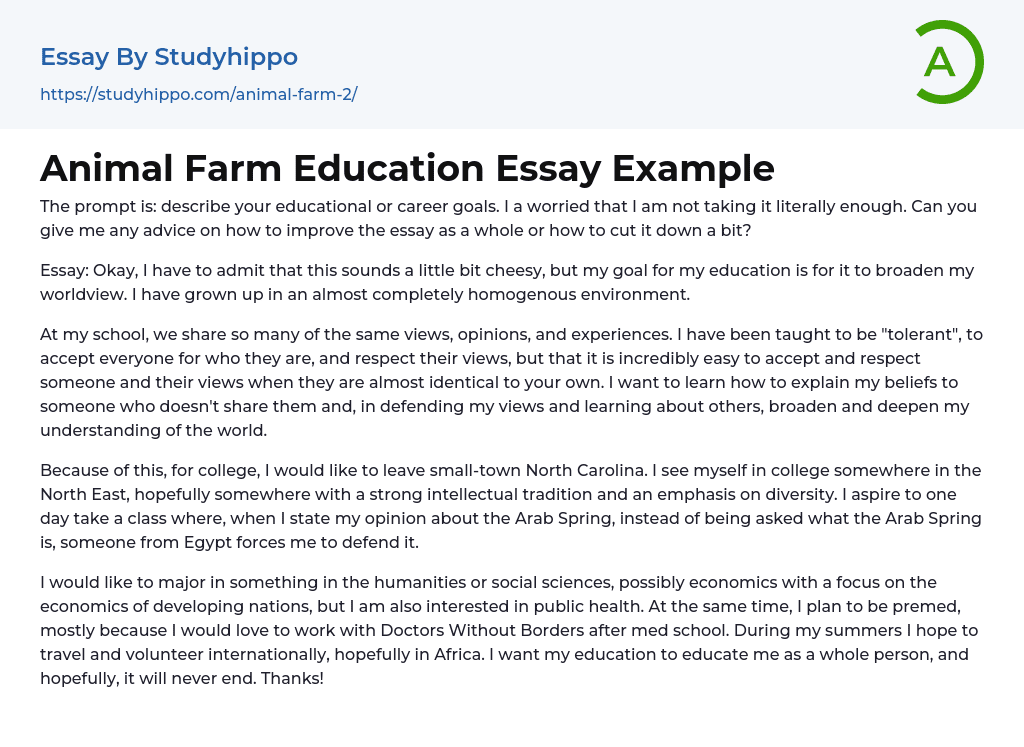 Animal Farm Education Essay Example