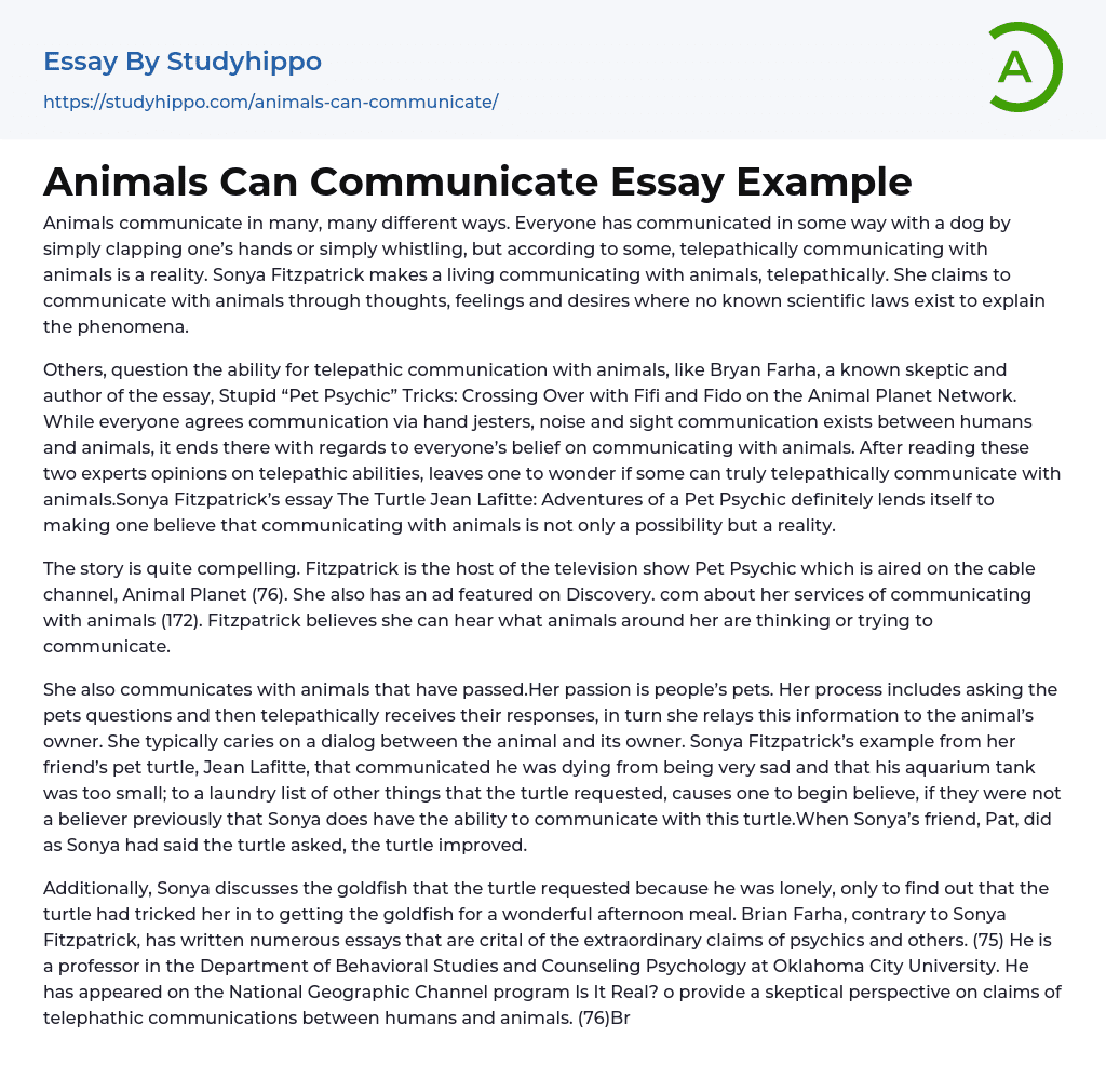 essay about animal communication