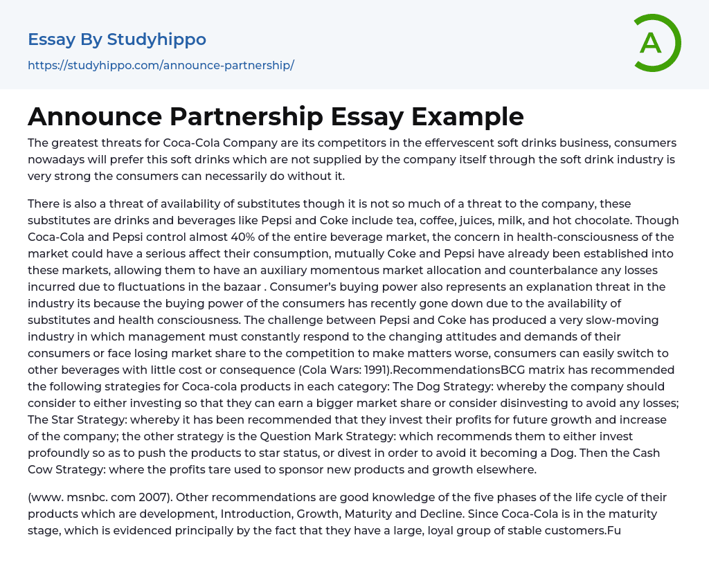 Announce Partnership Essay Example