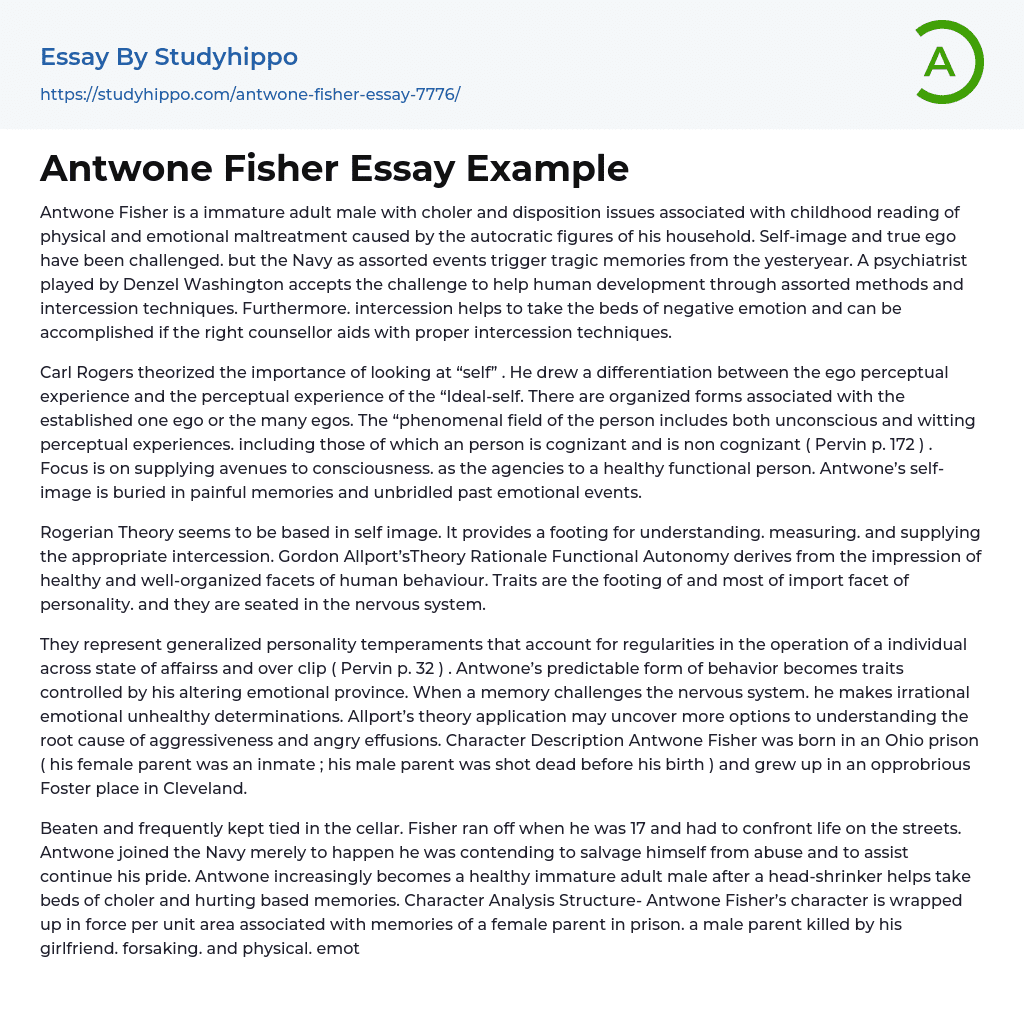 Antwone Fisher Essay Example
