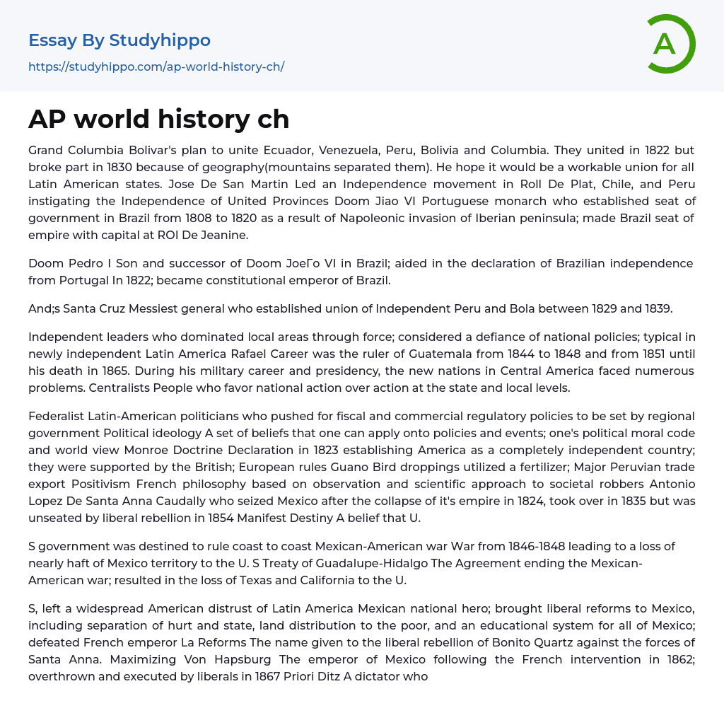 AP world history ch Essay Example