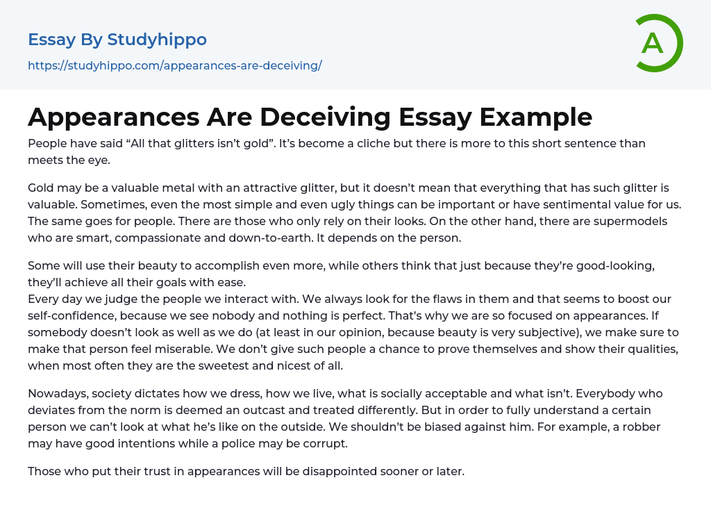 Appearances Are Deceiving Essay Example