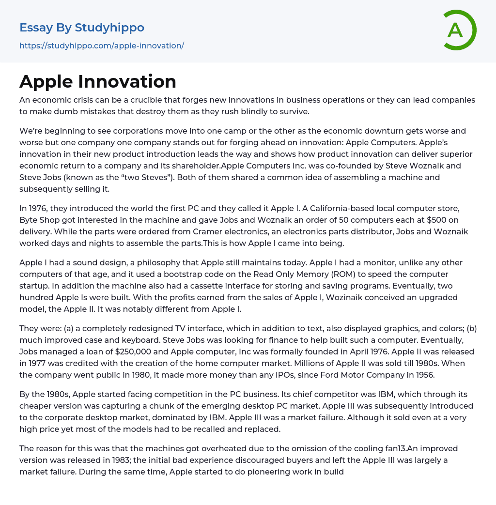 Apple Innovation Essay Example