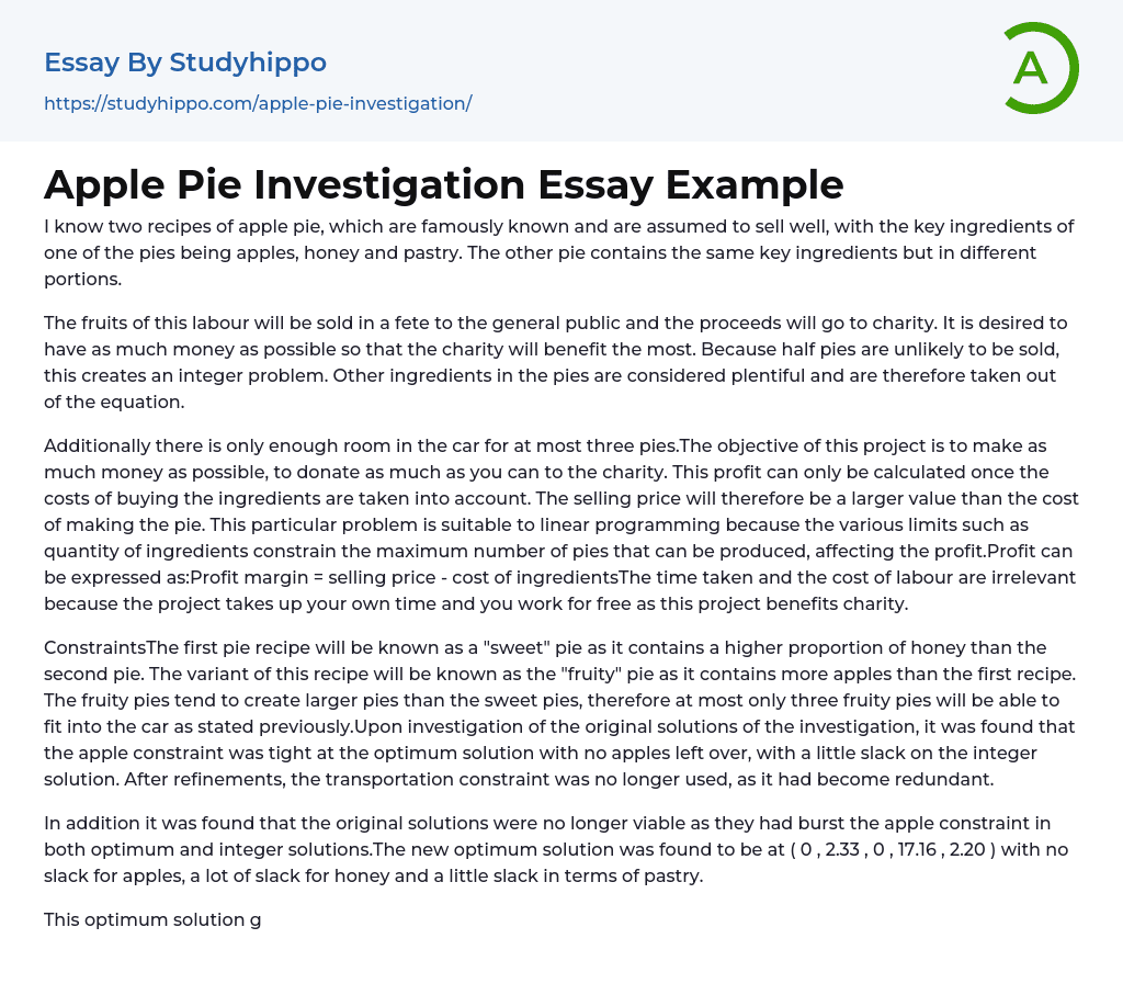 essay about apple pie