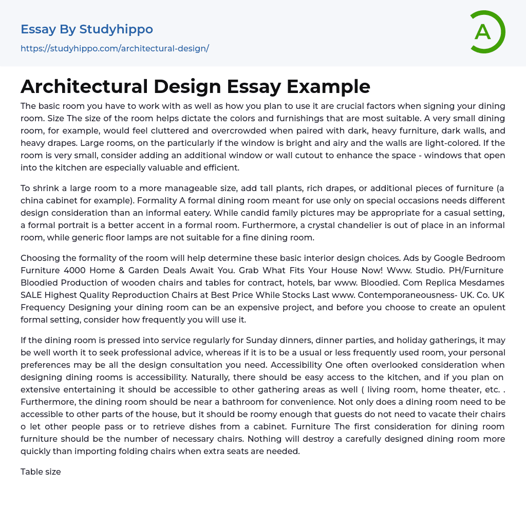 essay for interior design