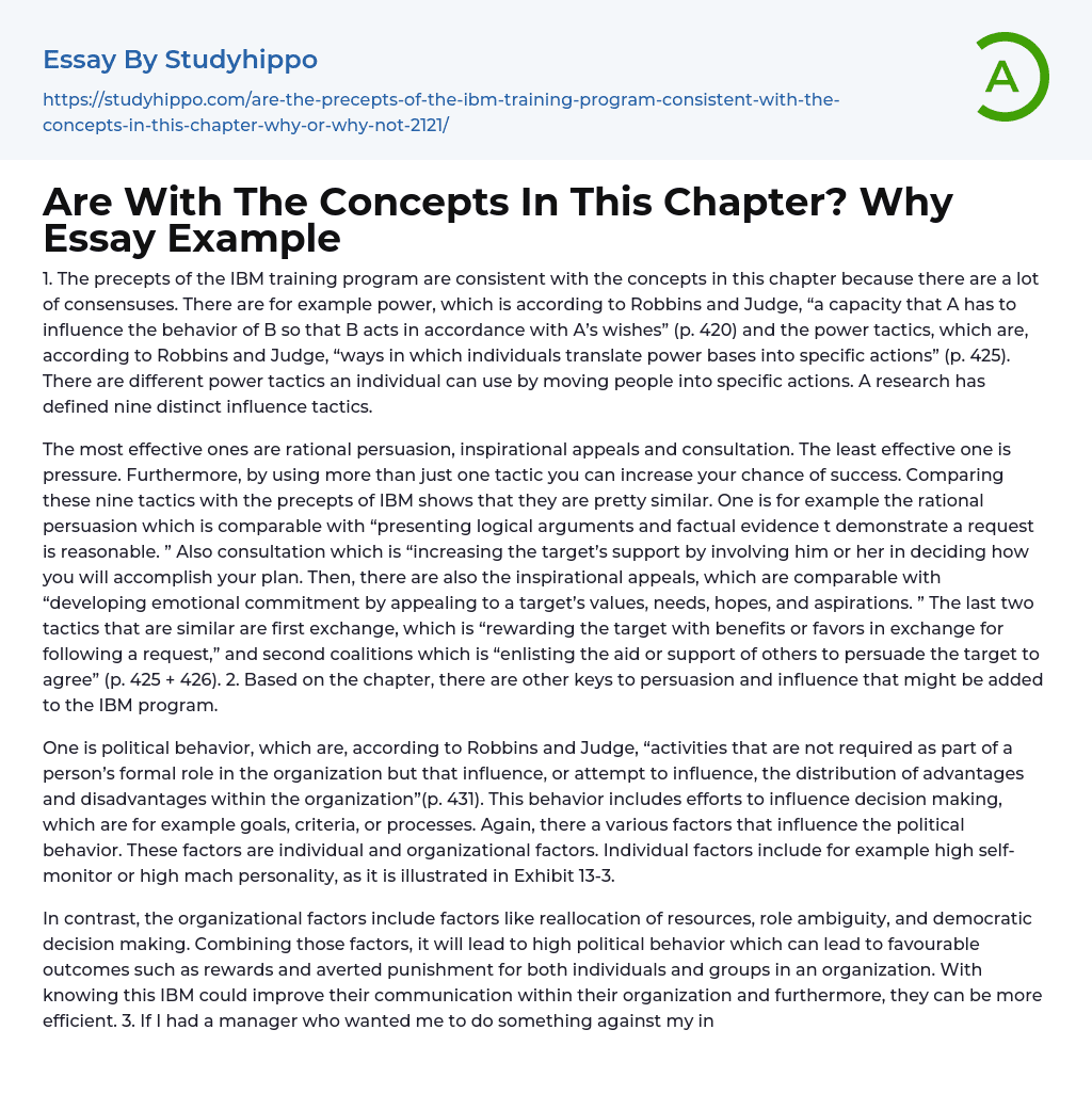 Are With The Concepts In This Chapter? Why Essay Example