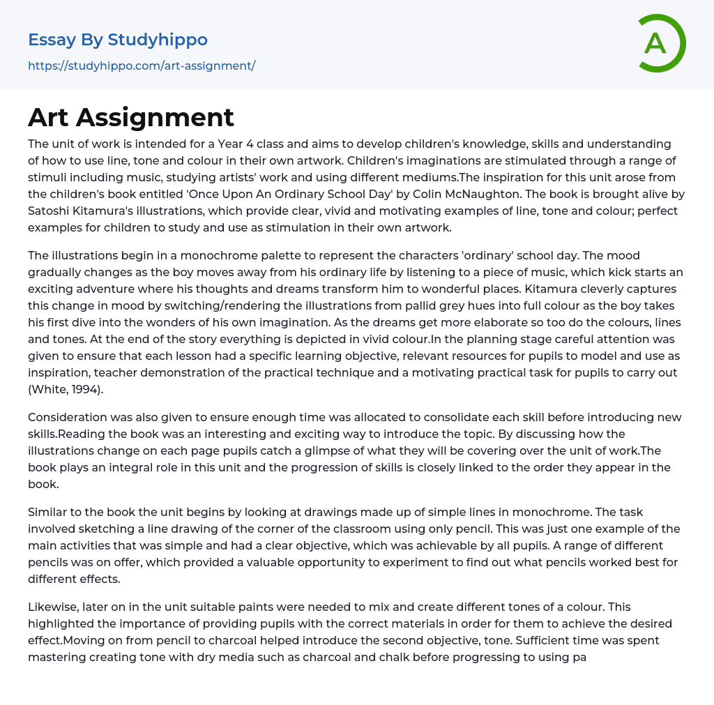 Art Assignment Essay Example