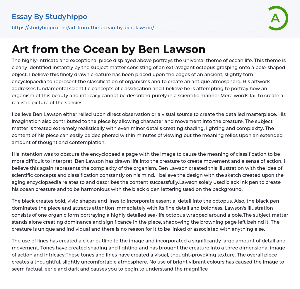 Art from the Ocean by Ben Lawson Essay Example