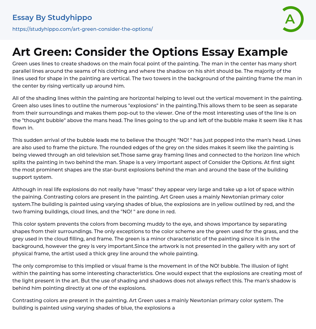 Art Green: Consider the Options Essay Example