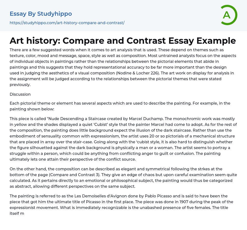 Art history: Compare and Contrast Essay Example