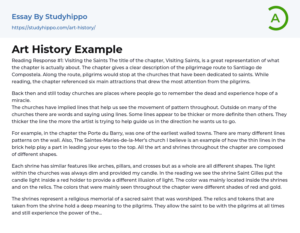 Art History Example Essay Example