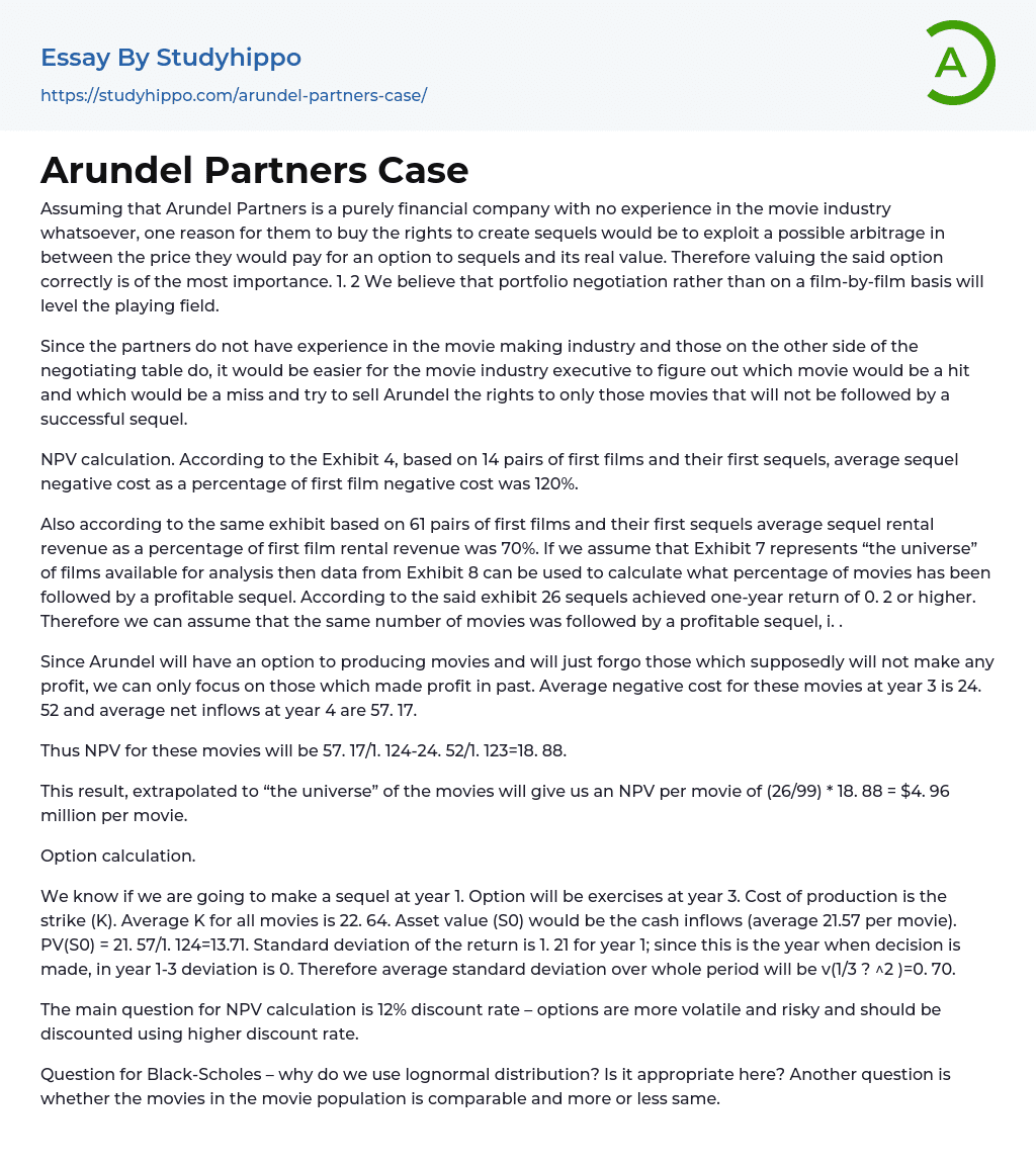 Arundel Partners Case Essay Example