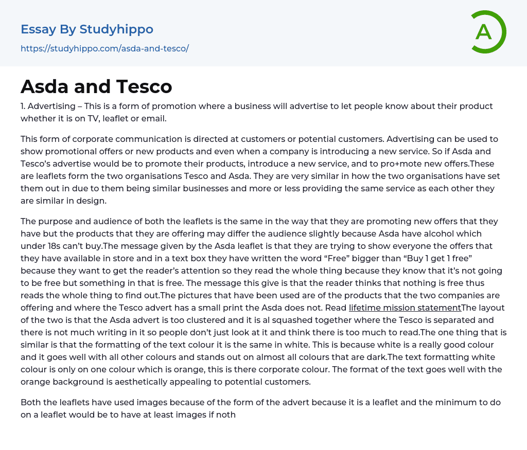Asda and Tesco Essay Example