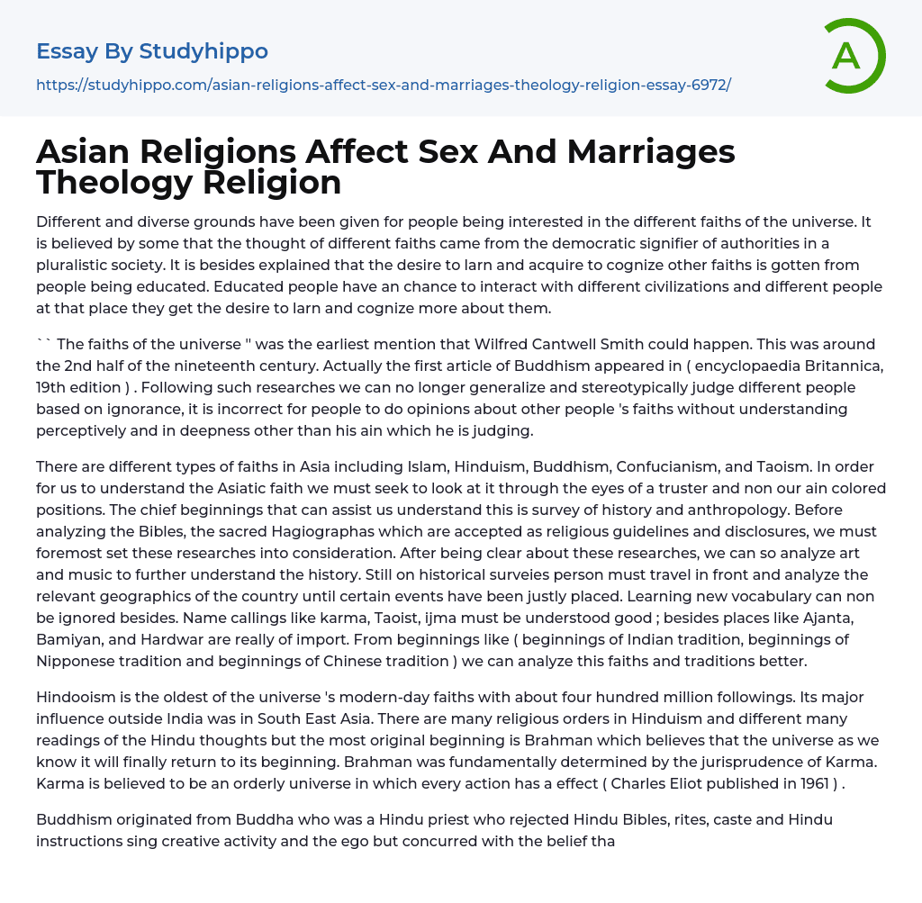 Asian Religions Affect Sex And Marriages Theology Religion