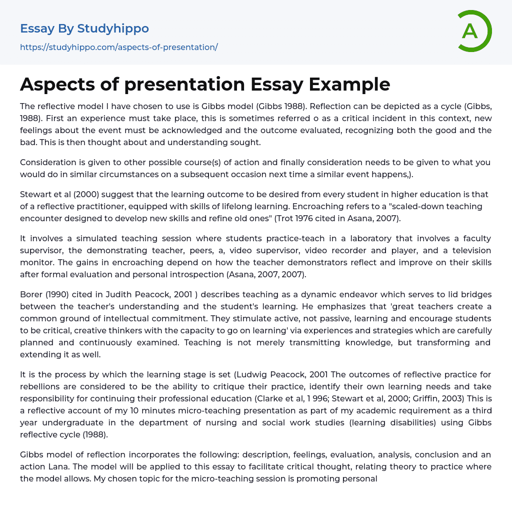 Aspects of presentation Essay Example