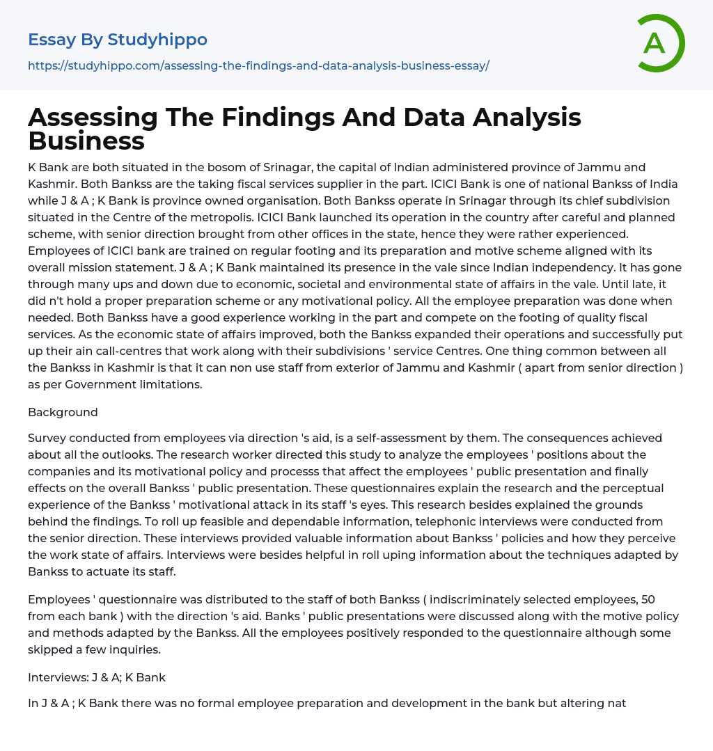 Assessing The Findings And Data Analysis Business Essay Example