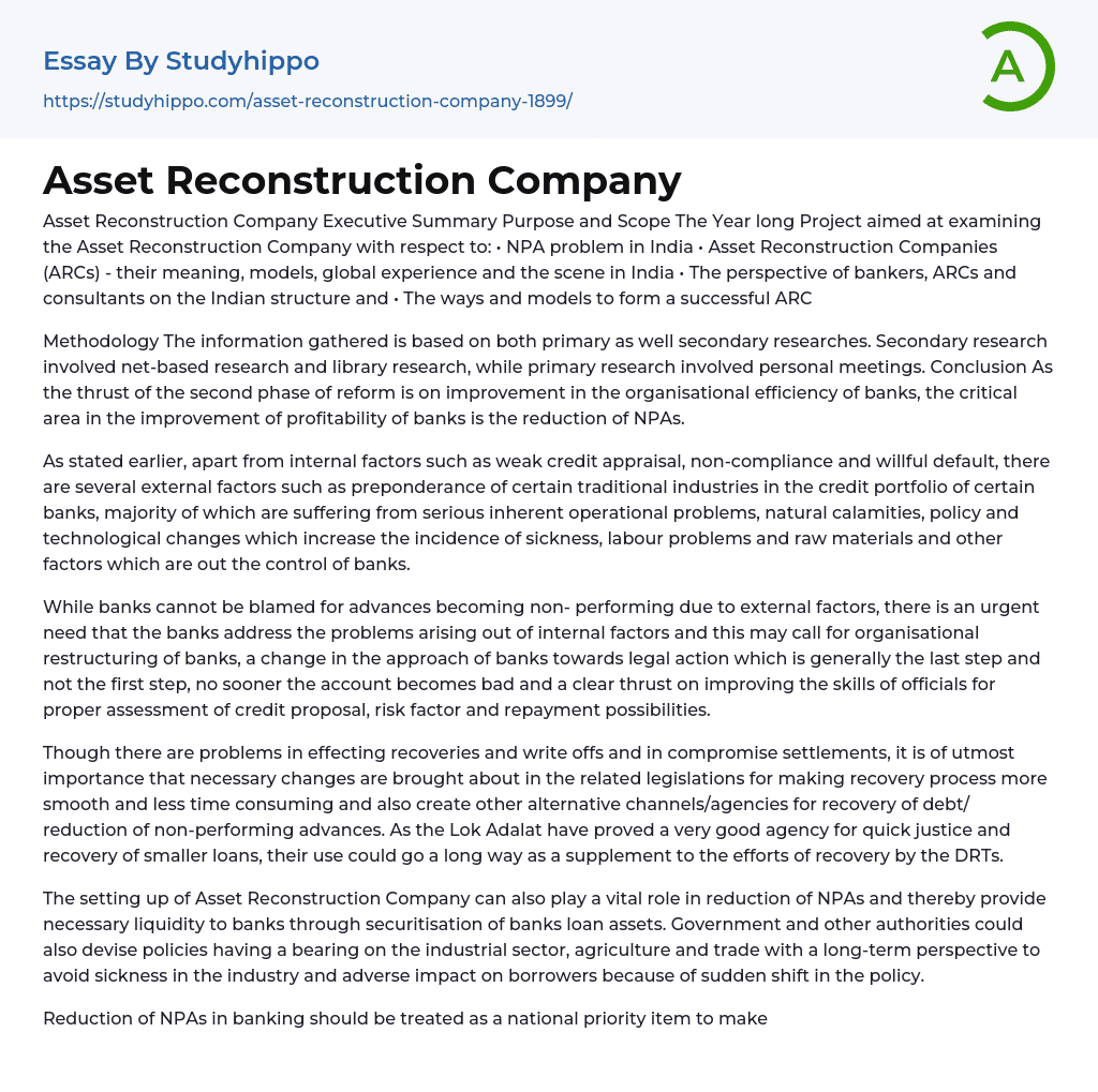 research paper on asset reconstruction company