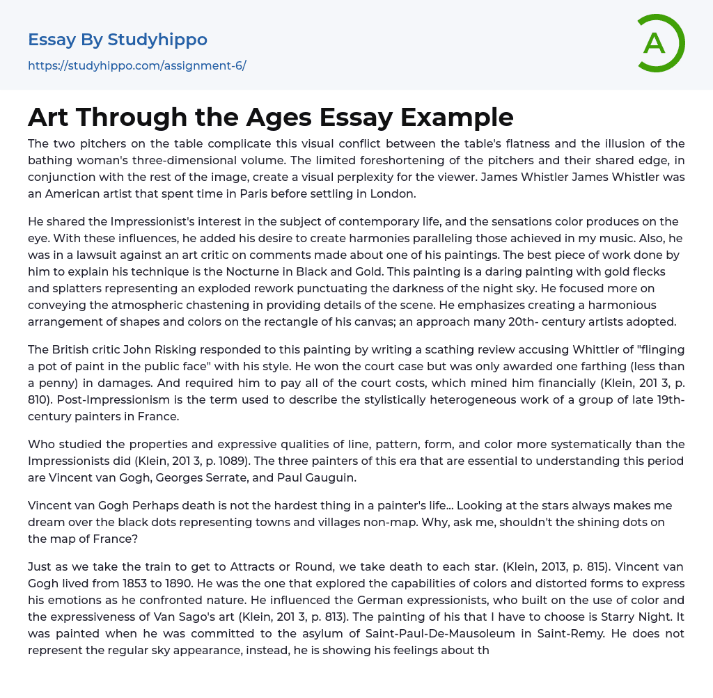 Art Through the Ages Essay Example
