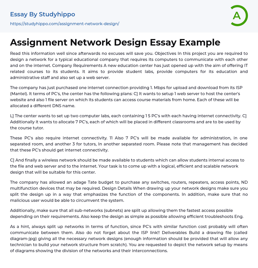 design network assignment