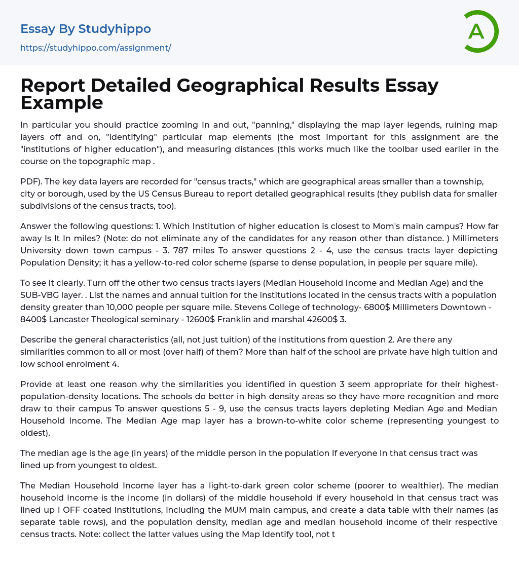 Report Detailed Geographical Results Essay Example