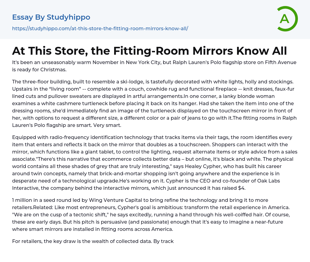 At This Store, the Fitting-Room Mirrors Know All Essay Example