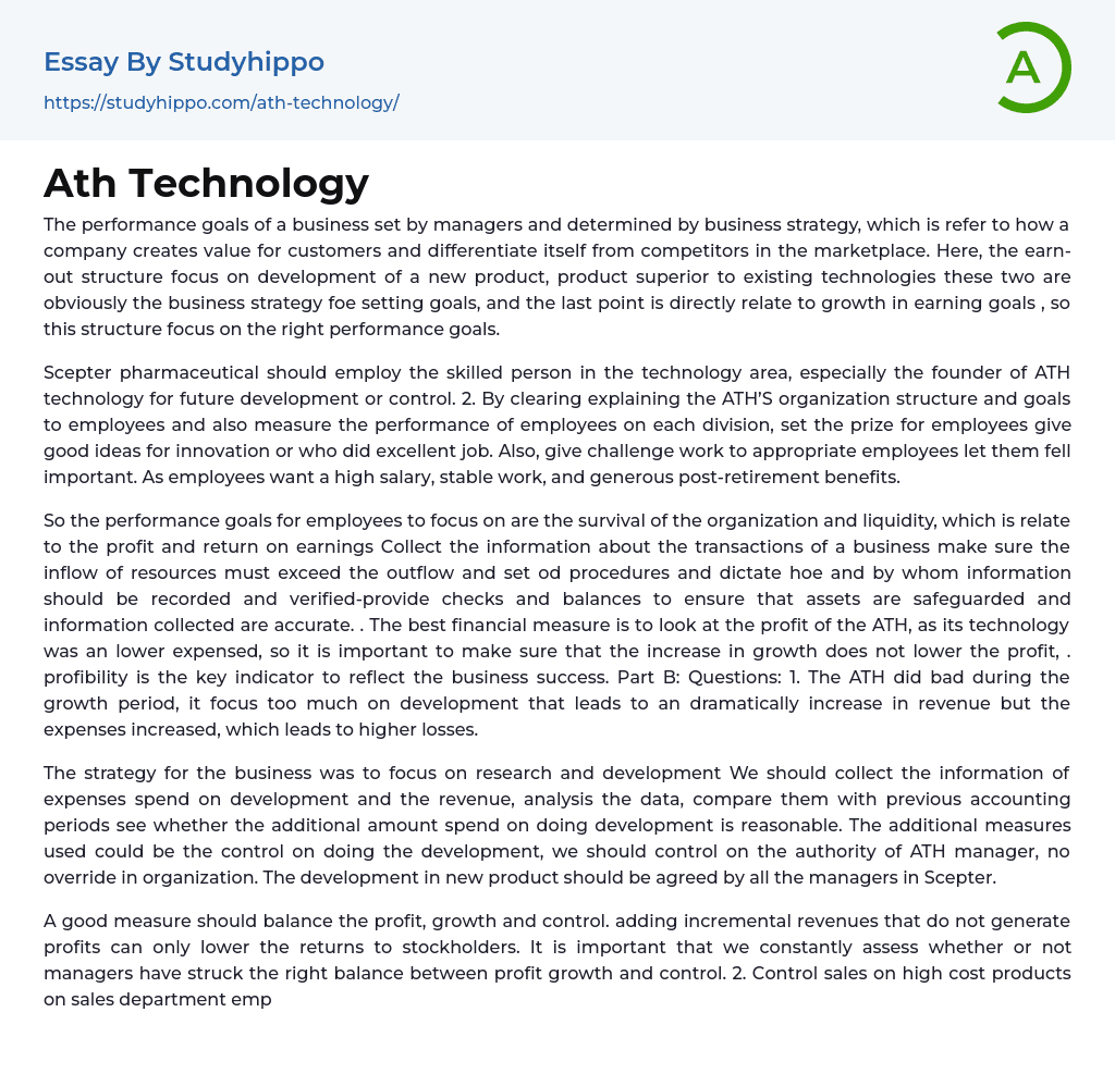 Ath Technology Essay Example