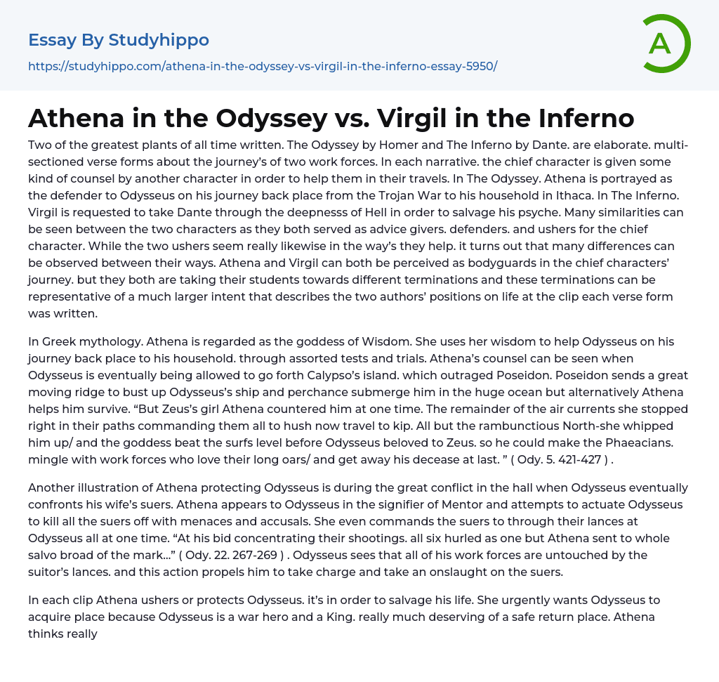 Athena in the Odyssey vs. Virgil in the Inferno
