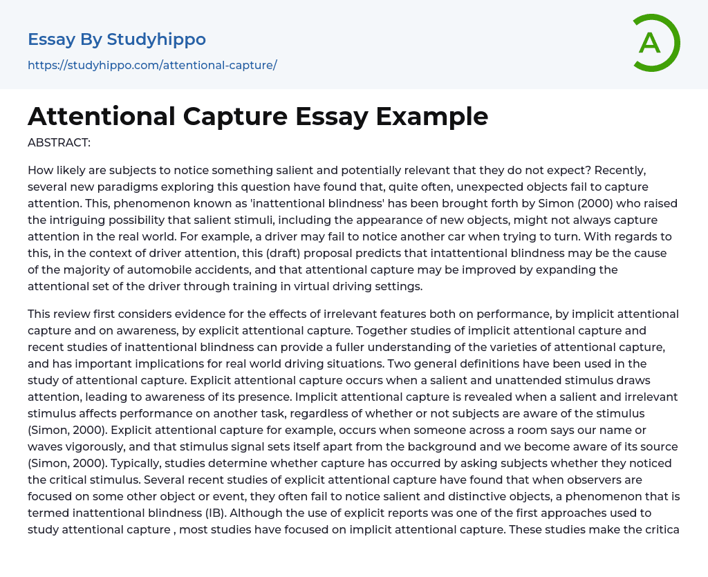 Attentional Capture Essay Example