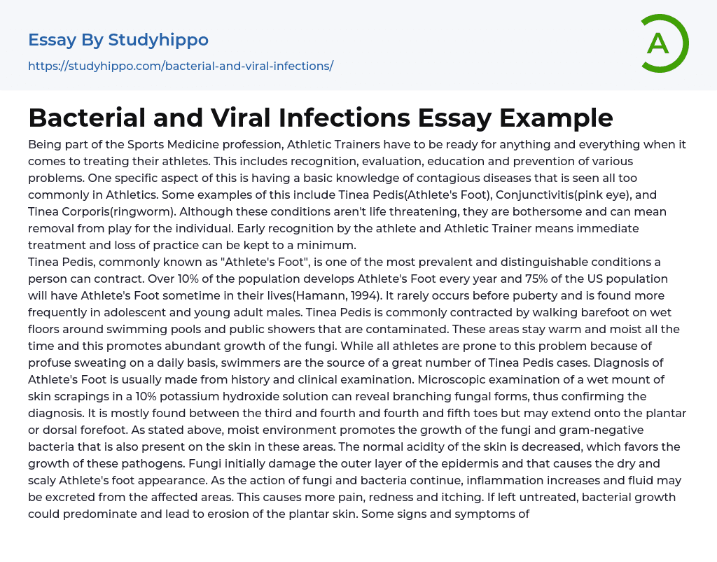 Bacterial and Viral Infections Essay Example