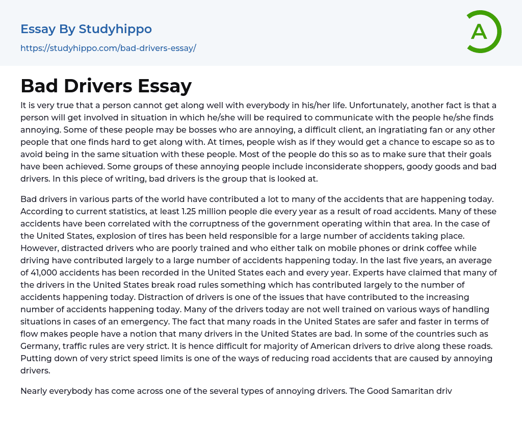 Bad Drivers Essay